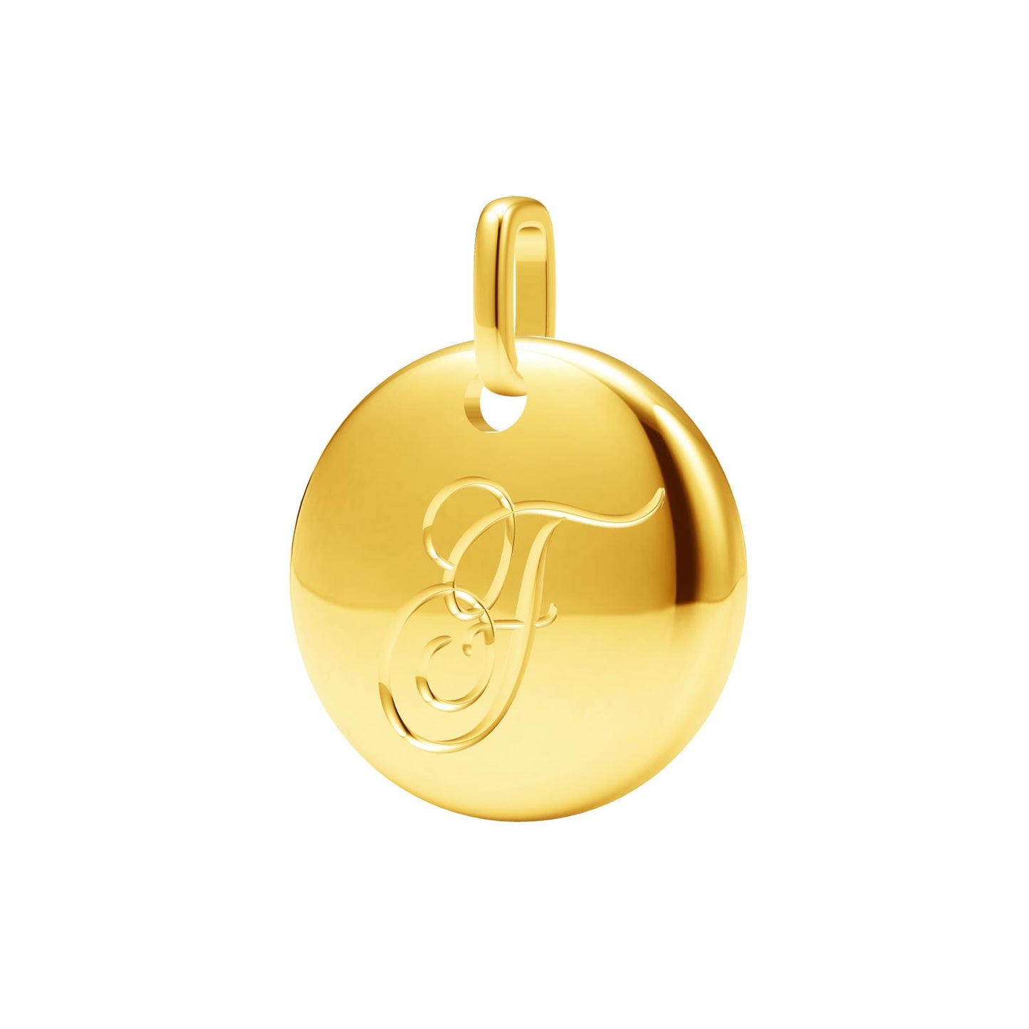 TIF20421804 light gold disc letter F pendant