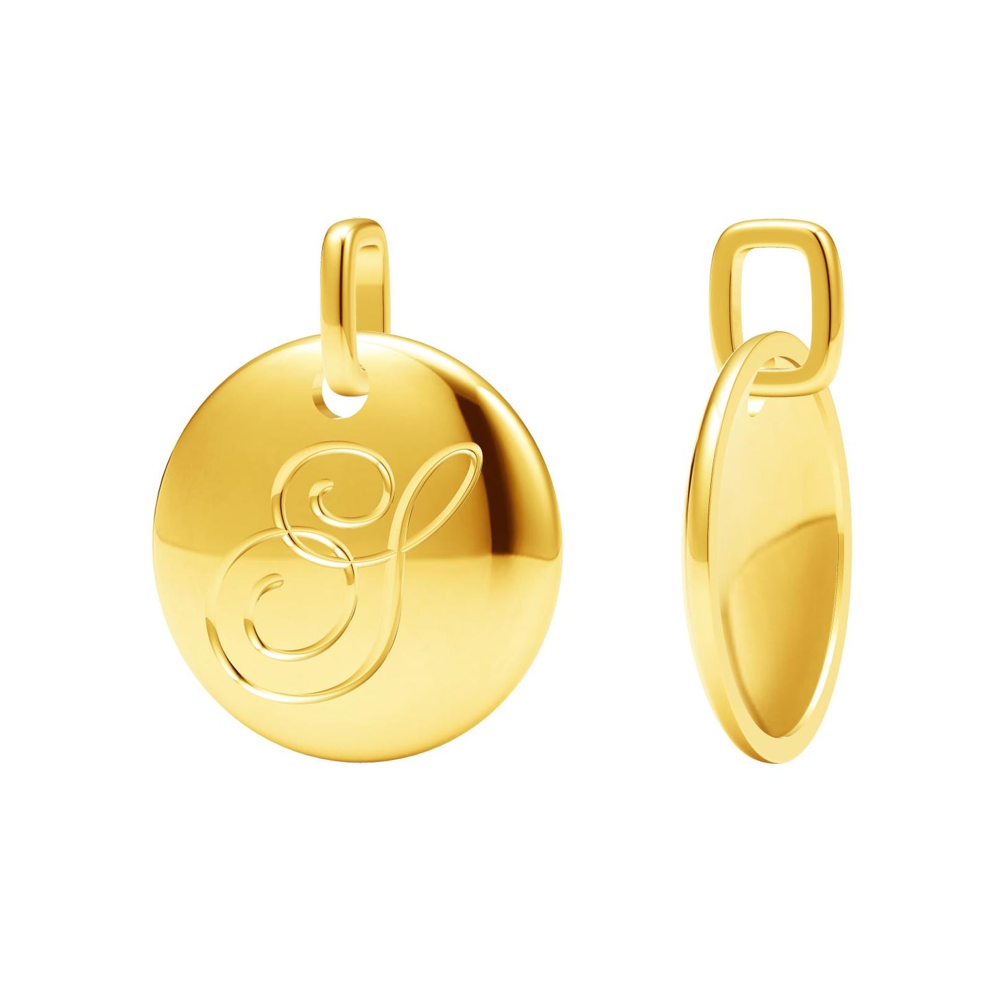 TIF65916781 light gold disc letter S pendant