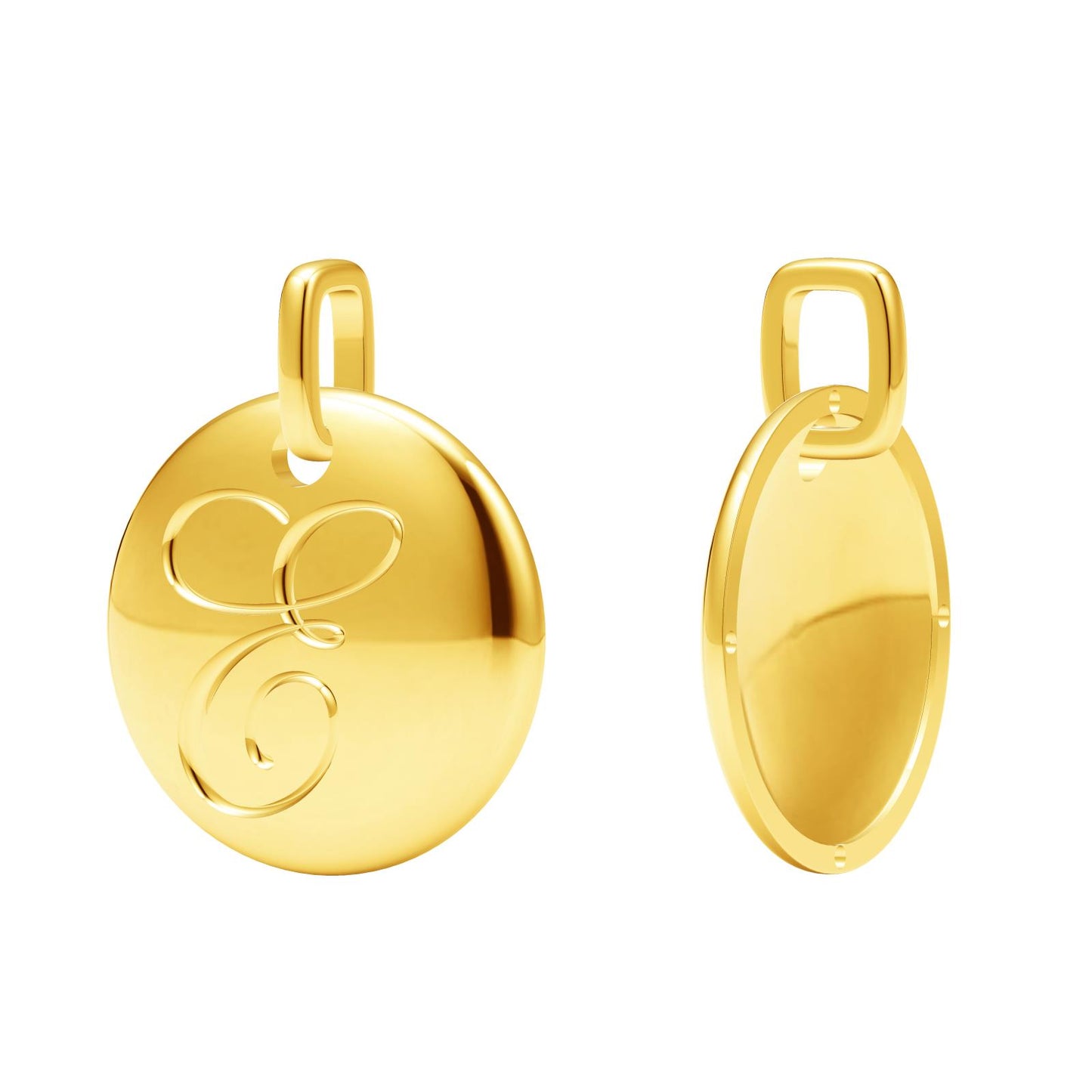 TIF38482544 light gold disc letter E pendant