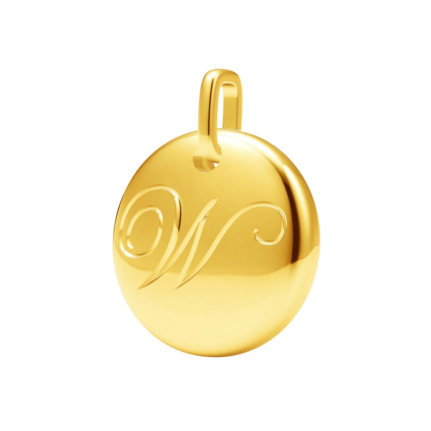TIF56207445 light gold disc letter W pendant