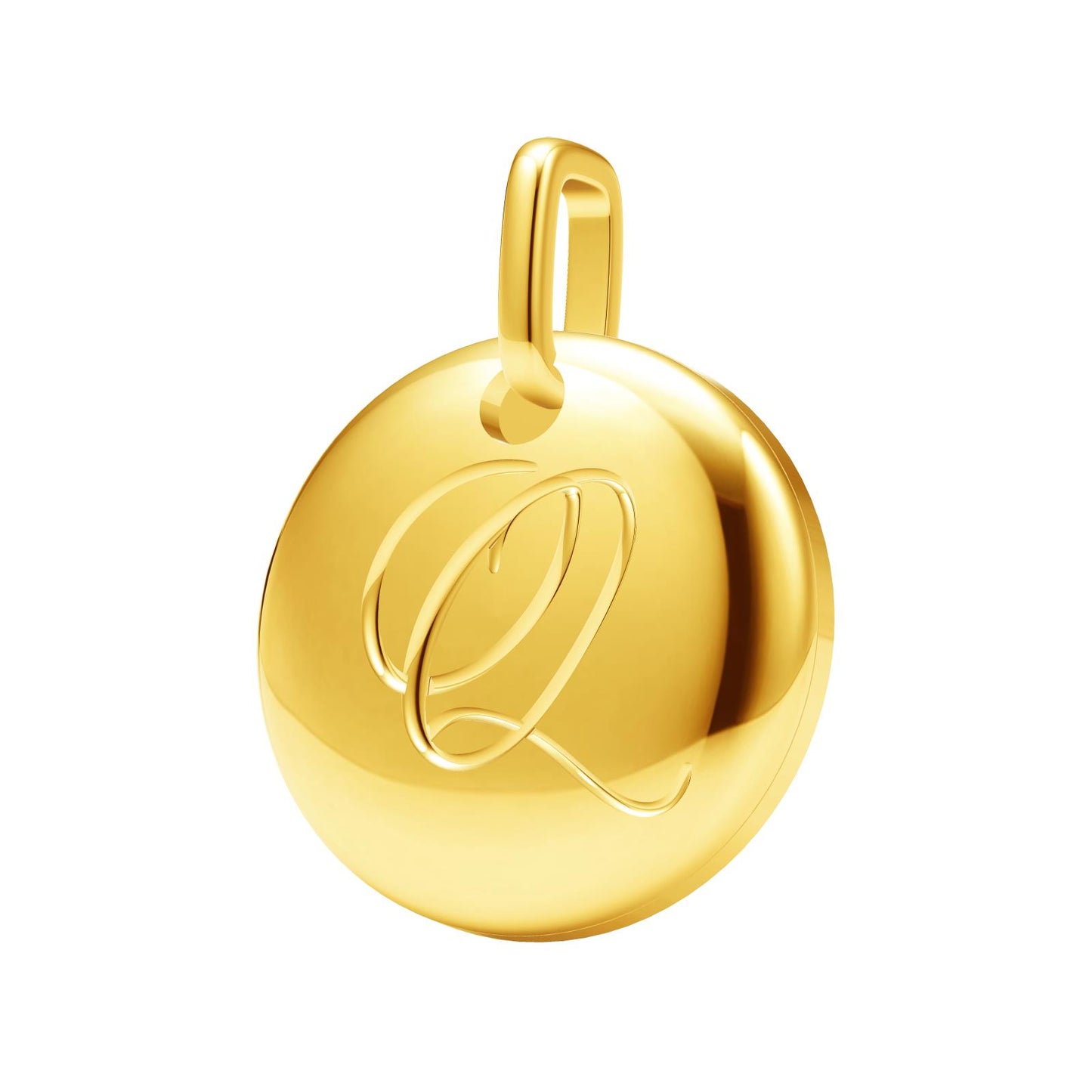 TIF86283959 disc letter Q light gold pendant