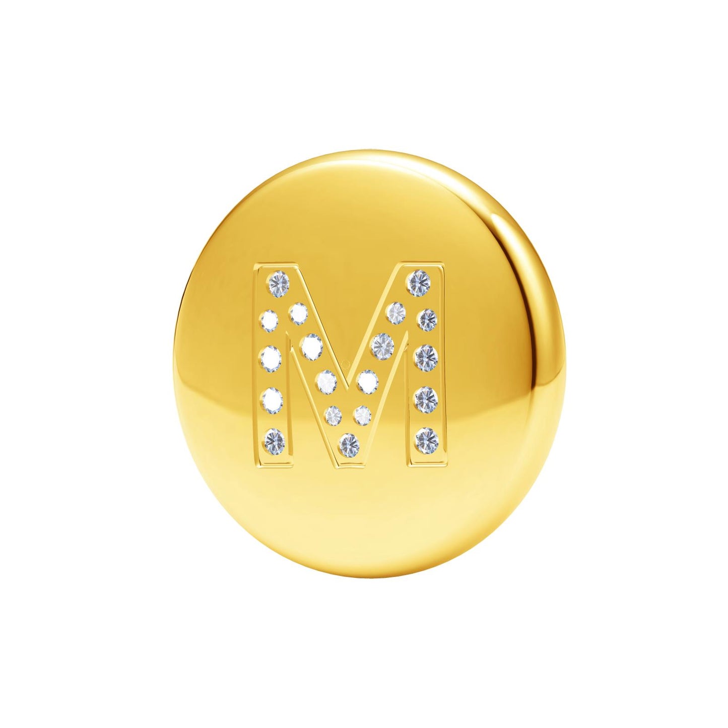 TIF26523870 disc with diamond letter M pendant