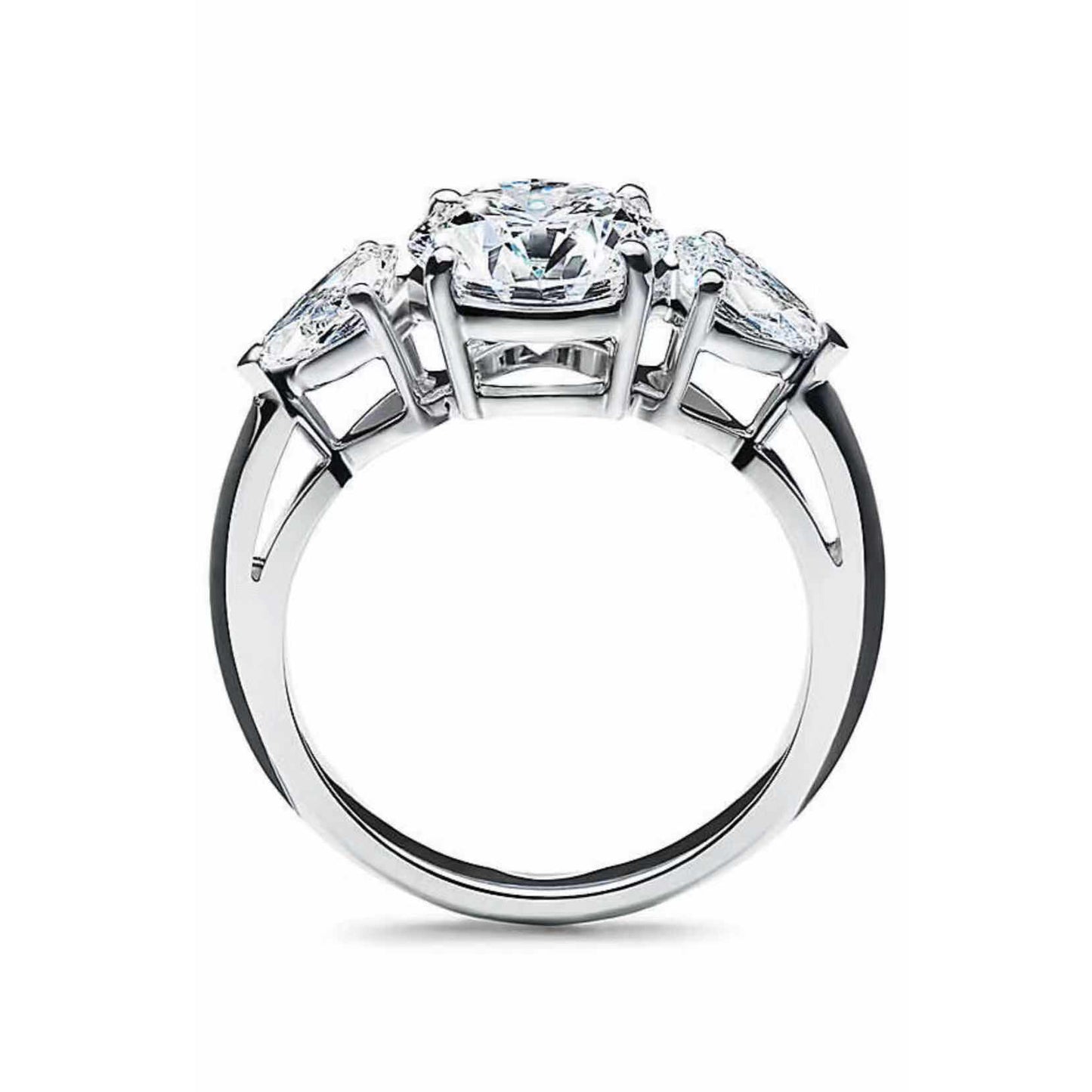 TIF2876634 Cross Four Claw Water Drop Shoulder Round Diamond Ring 11#