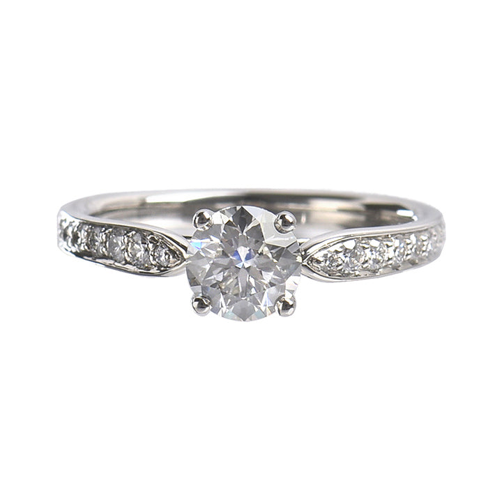 TIF72411071 Crossed four prongs semi-set spade edge straight arm diamond ring 12#