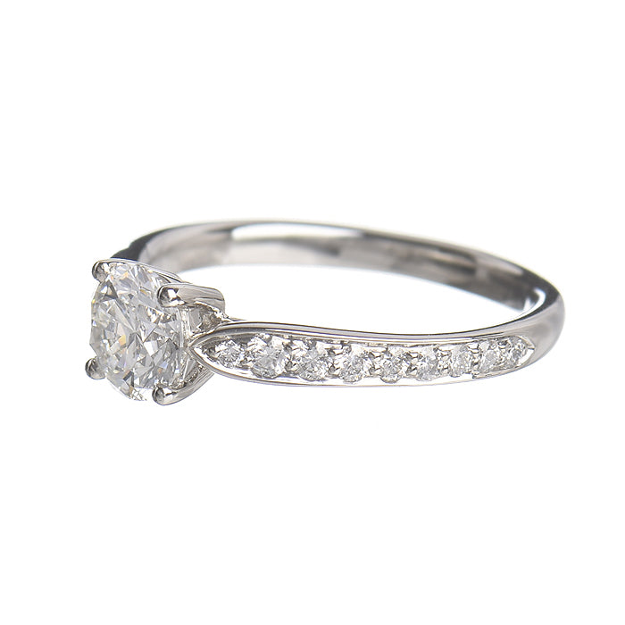 TIF72411071 Crossed four prongs semi-set spade edge straight arm diamond ring 12#