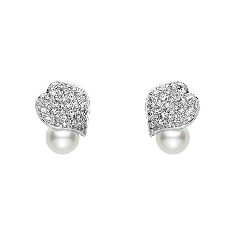 YMB-PYE01809PU leaf pearl stud earrings 9mm
