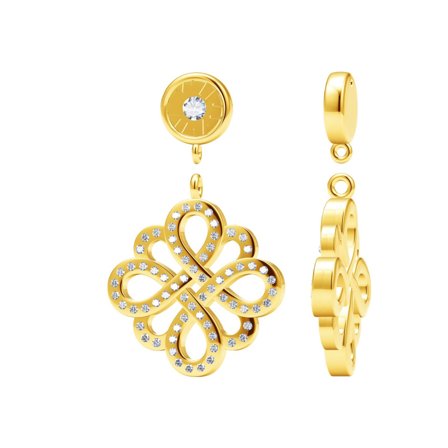 TIF12395790 full diamond Chinese knot earrings