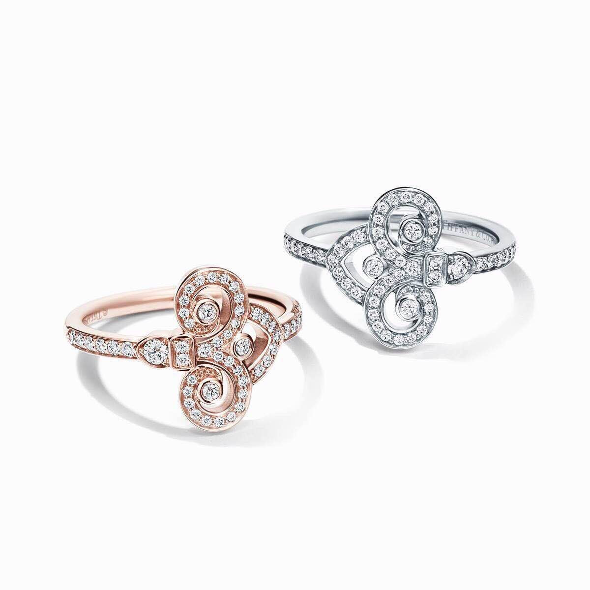 TIF60733564 Full Diamond Swallowtail Flower Horn Ring 13#