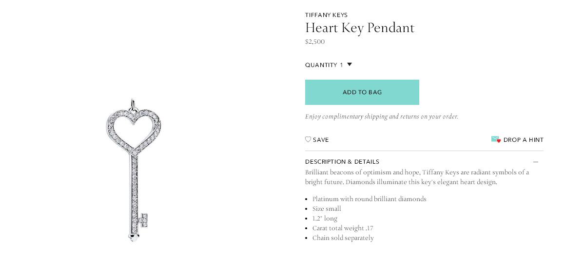 TIF55832488 full diamond heart-shaped key pendant