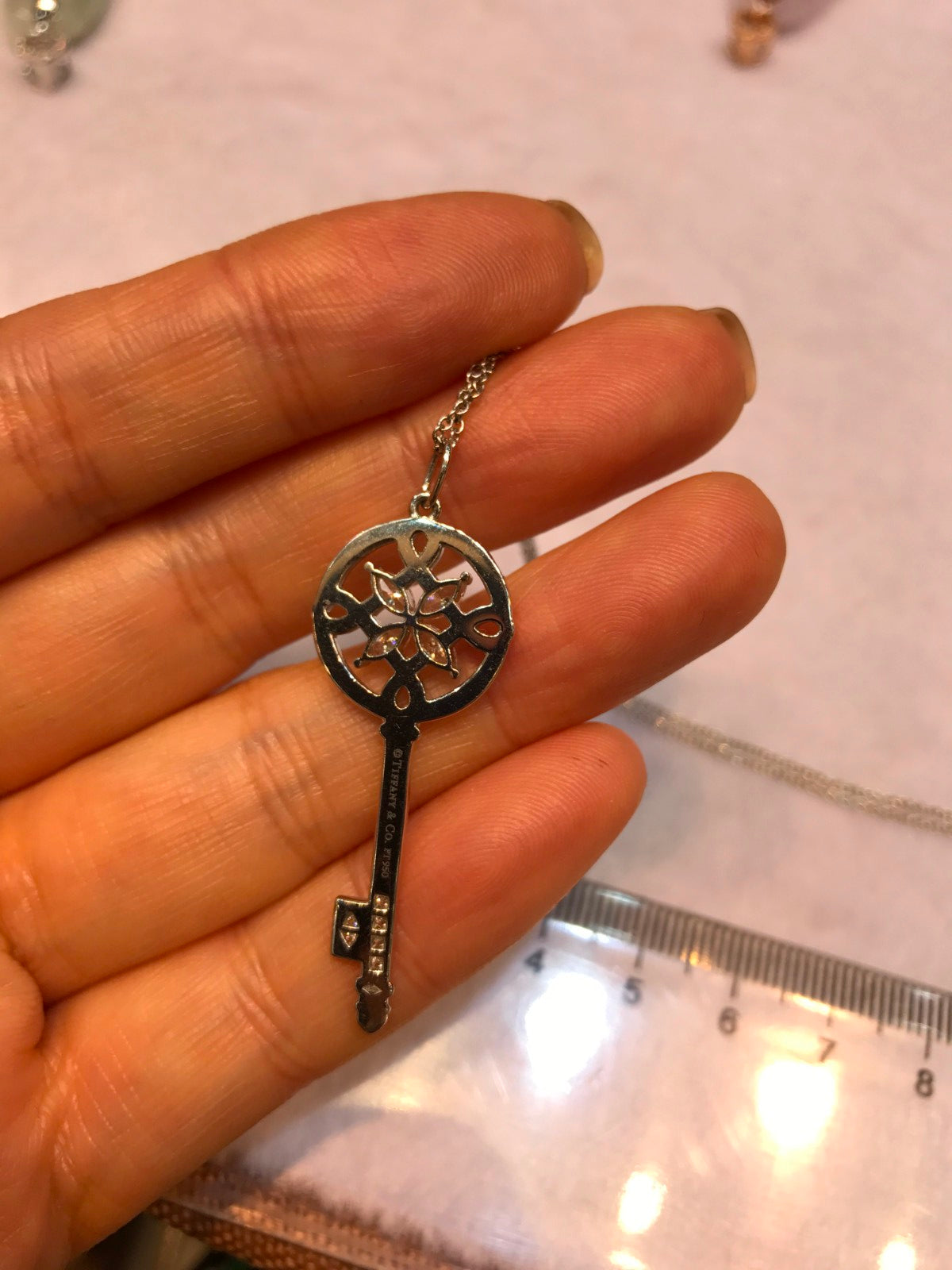 TIF60010986 full diamond Chinese knot horse eye key pendant 1.5 inches