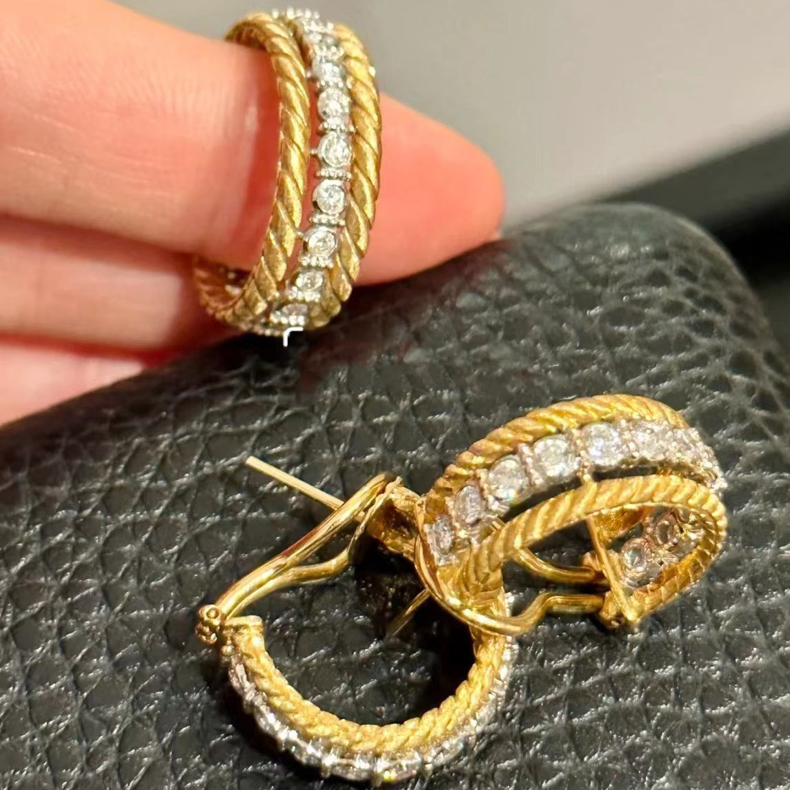 BQLT-EAR943442麻绳扭绳编织分色耳环