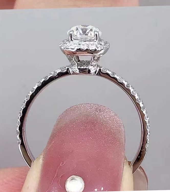 HW-4189455四爪枕形围石满钻直臂戒指0.3ct