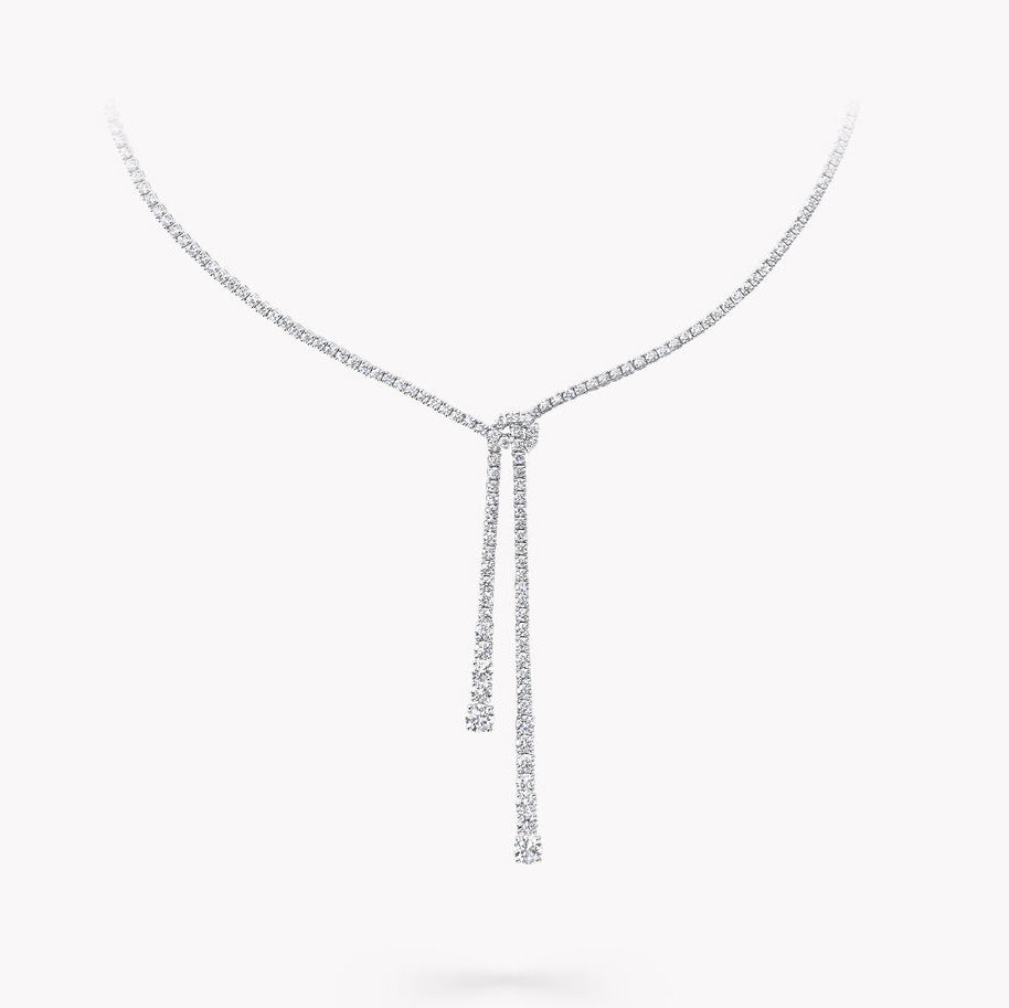 GLF-RGN382 Rope Knot Double Row Diamond Necklace