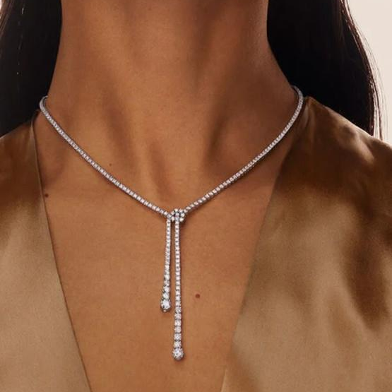 GLF-RGN382 Rope Knot Double Row Diamond Necklace