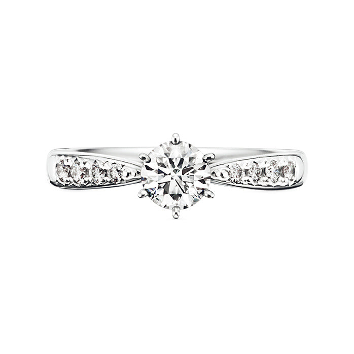 TSQ-RD-F2120六爪尖直臂半钻戒指0.4ct14#