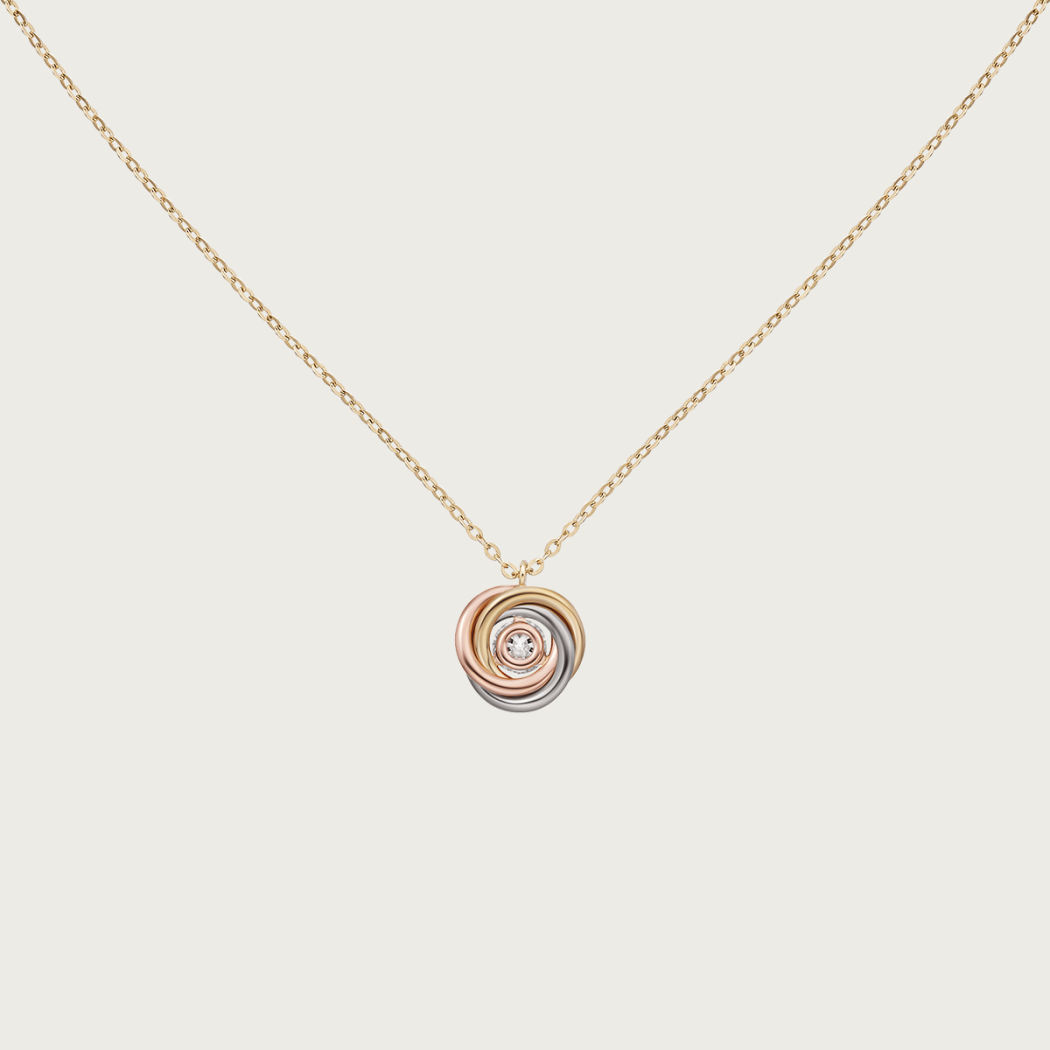 KDY-B7224807 three-ring three-color gold diamond pendant with central main diamond