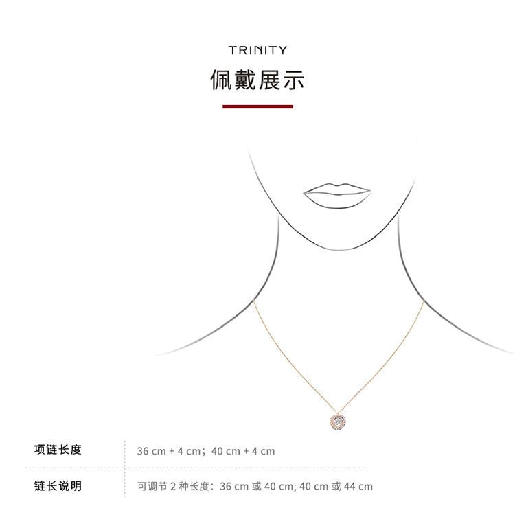 KDY-B7224807 three-ring three-color gold diamond pendant with central main diamond