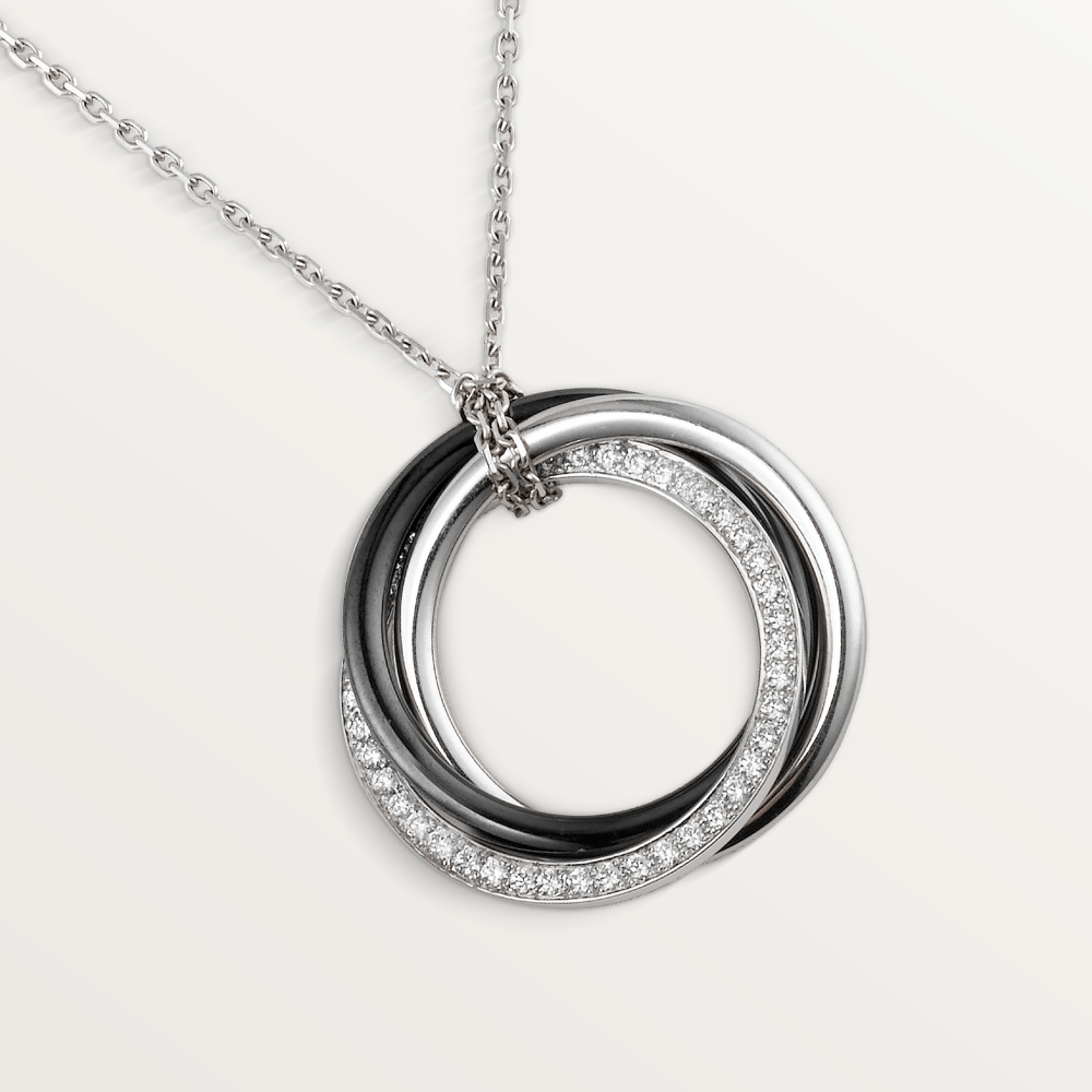 KDY-B3045500 three-ring ceramic single row diamond ring pendant