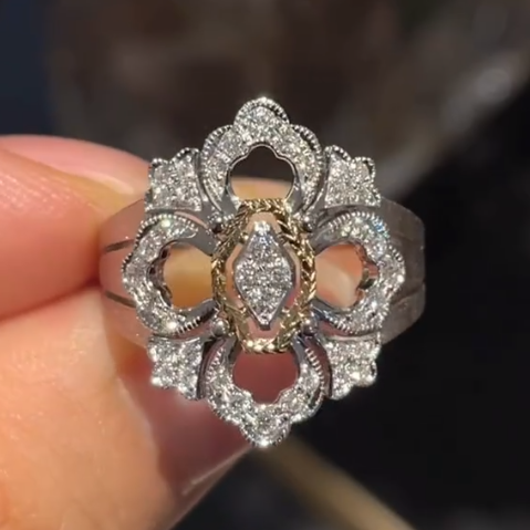 BQLT-JAURIN013198 European style four-leaf clover medium size ring 15#