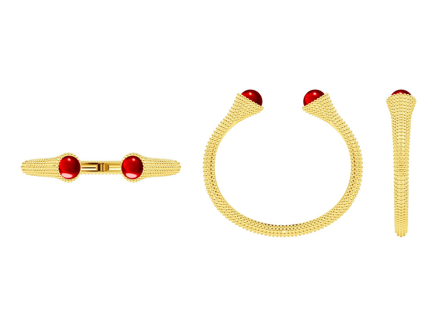 VCA592134 Large flower ball bead open bracelet 18.5#