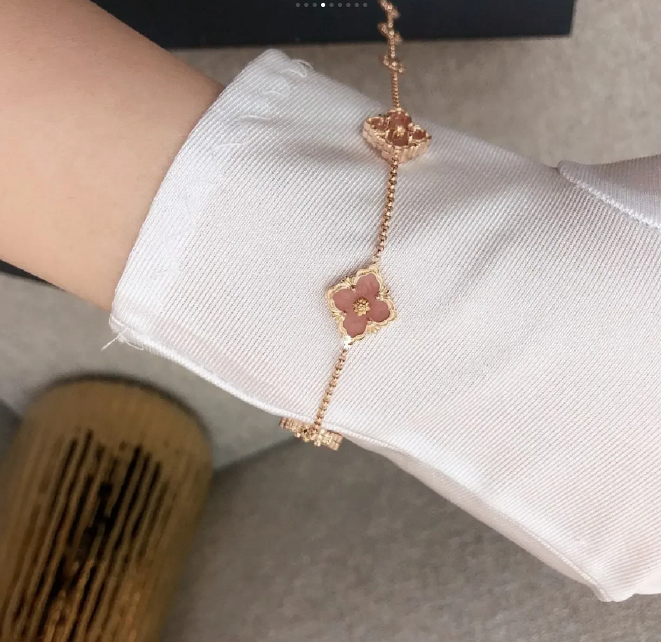 BQLT-BRC158114 Same front and back agate European style four-leaf clover flower-shaped bracelet with 5 flowers