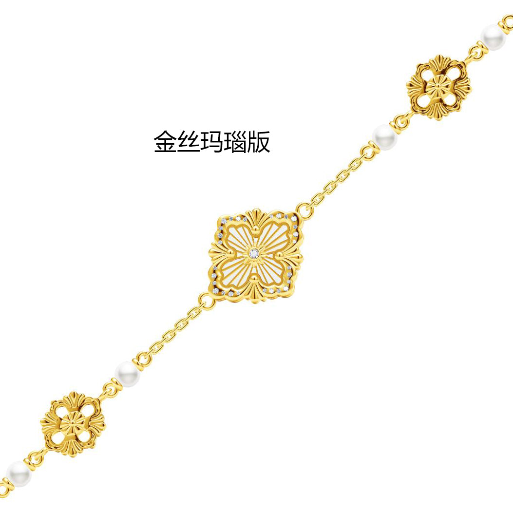 BQLT-BRC488732 gold agate version diamond European style four-leaf clover bracelet