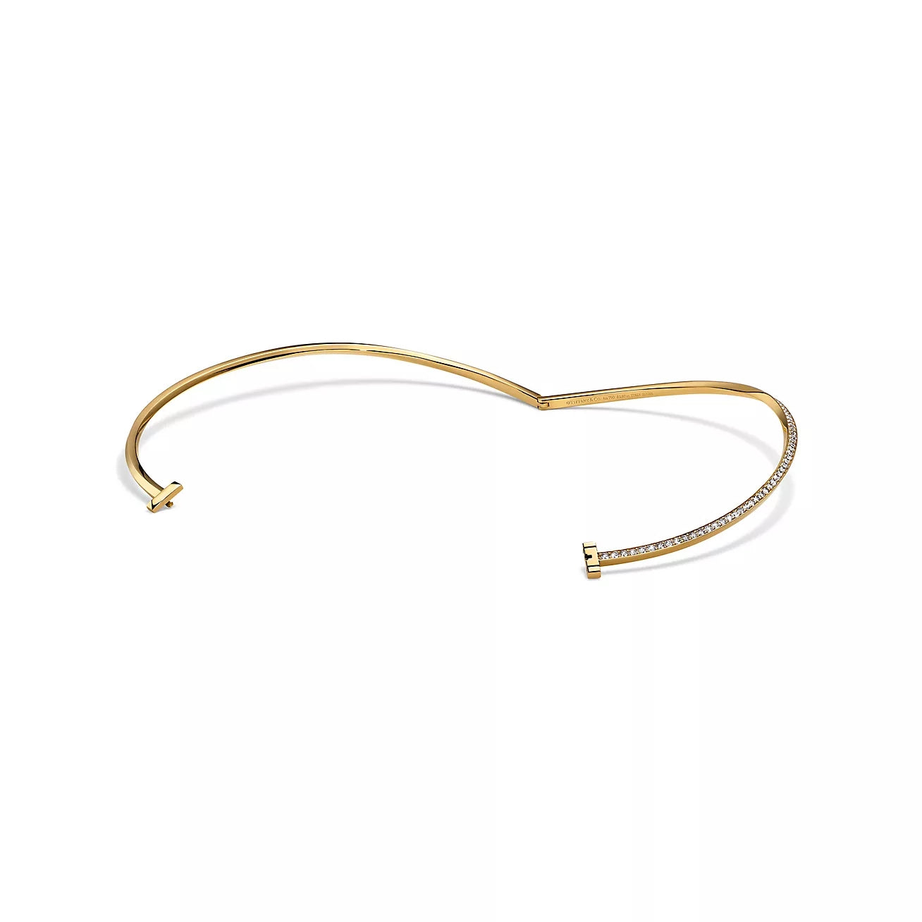 TIF-70425440 Sword Spine Half Diamond T-shaped Necklace