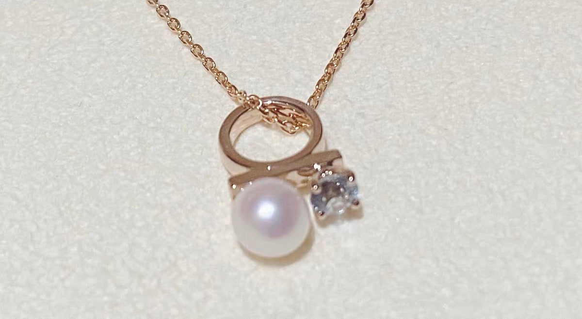 TSQ-P-16967钻珠混串珍珠吊坠4.0mm主石0.06ct