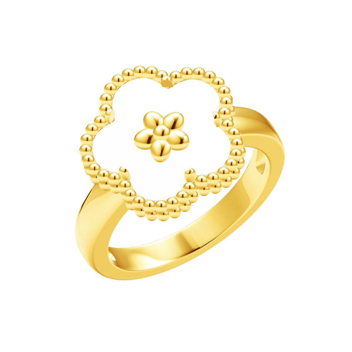 VCA2518418 15mm five-leaf clover bead edge flower ring
