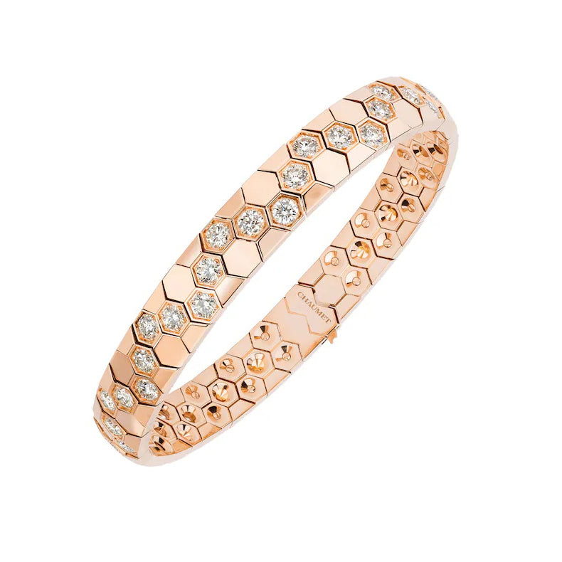 SM-085392 8.9mm narrow honeycomb half diamond bracelet