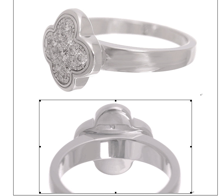 VCARD81100 11.5mm波面满钻四叶草戒指12#