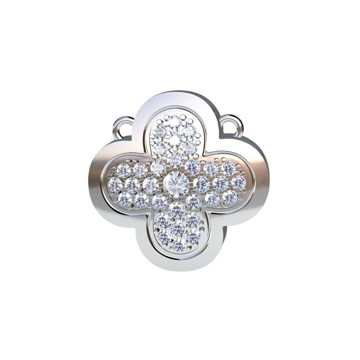 VCA3196074 15mm four-leaf clover wave surface dense stone pendant