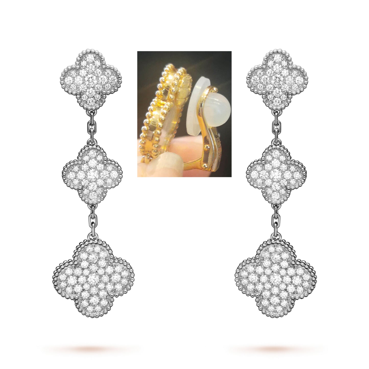 VCAR854712 different versions of three-flower four-leaf clover ear pat