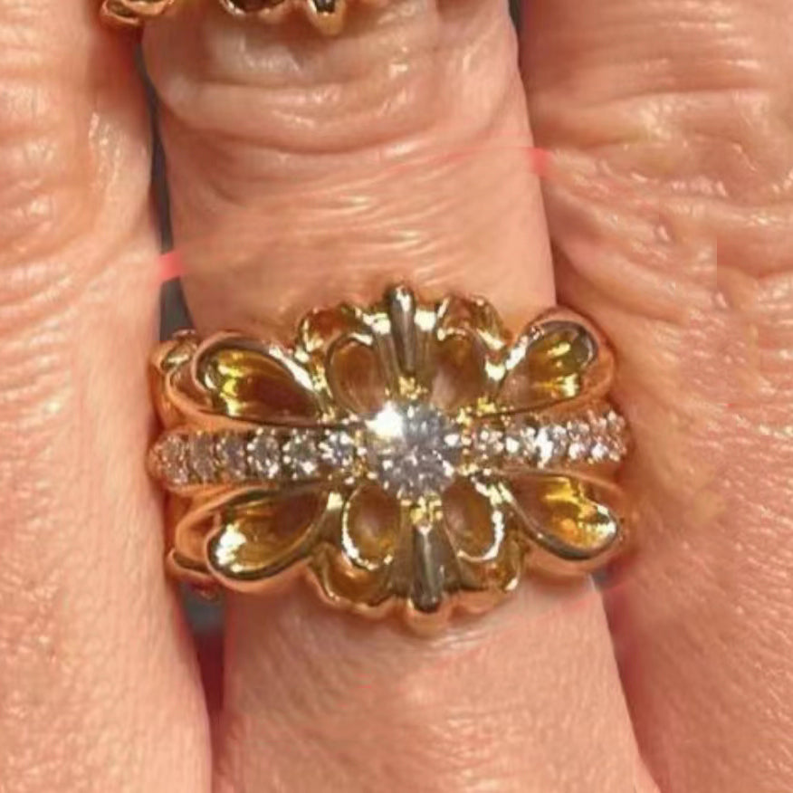 KLX-418946十字架茅花开口戒指