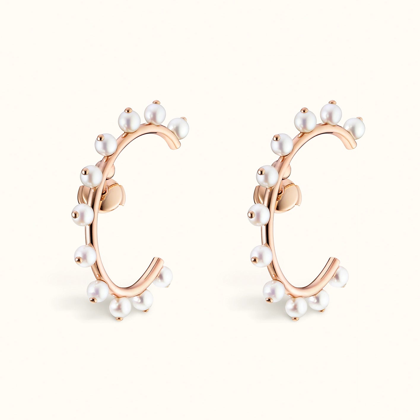 AMS-H122502B Pearl C-Shape Earrings Studs