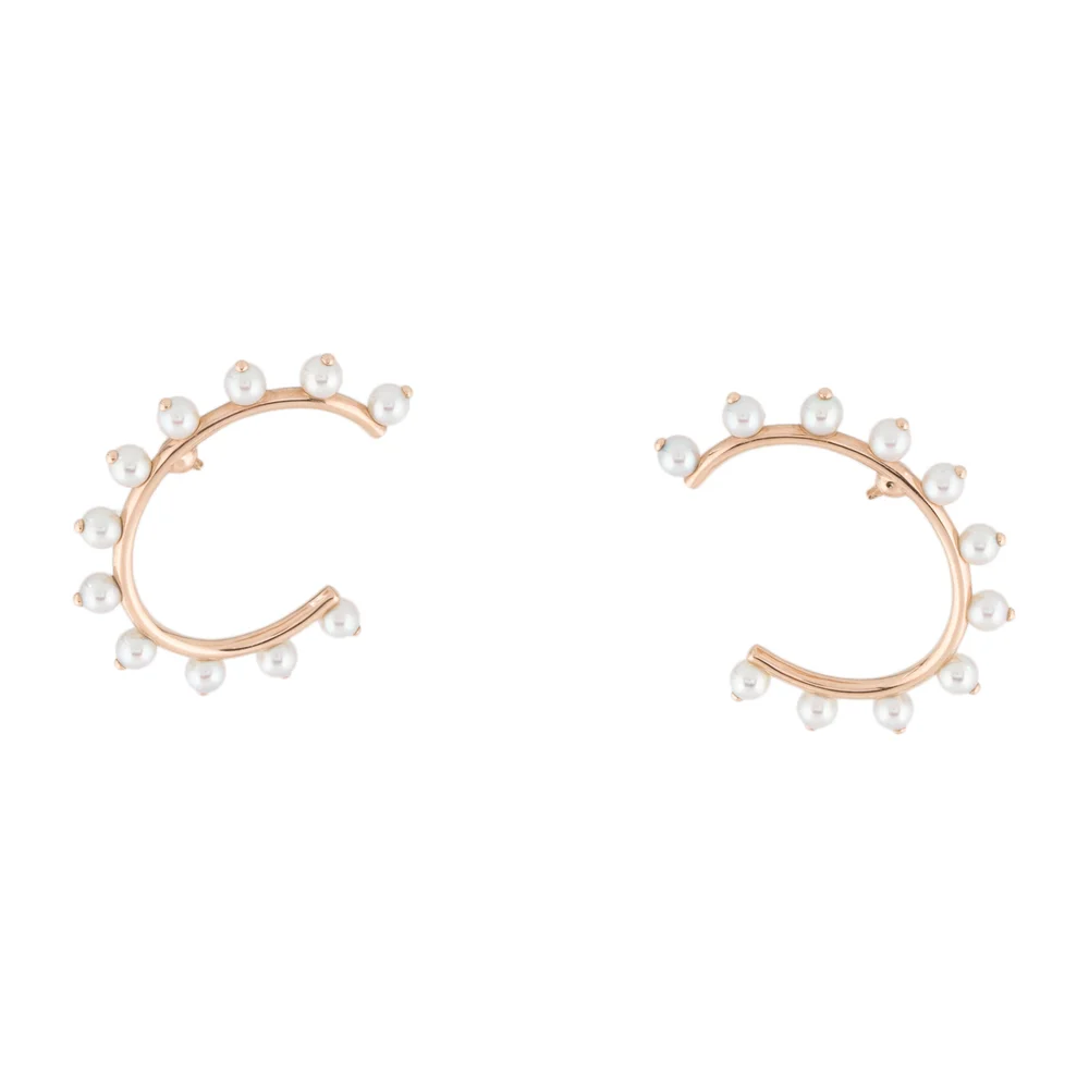 AMS-H122502B Pearl C-Shape Earrings Studs