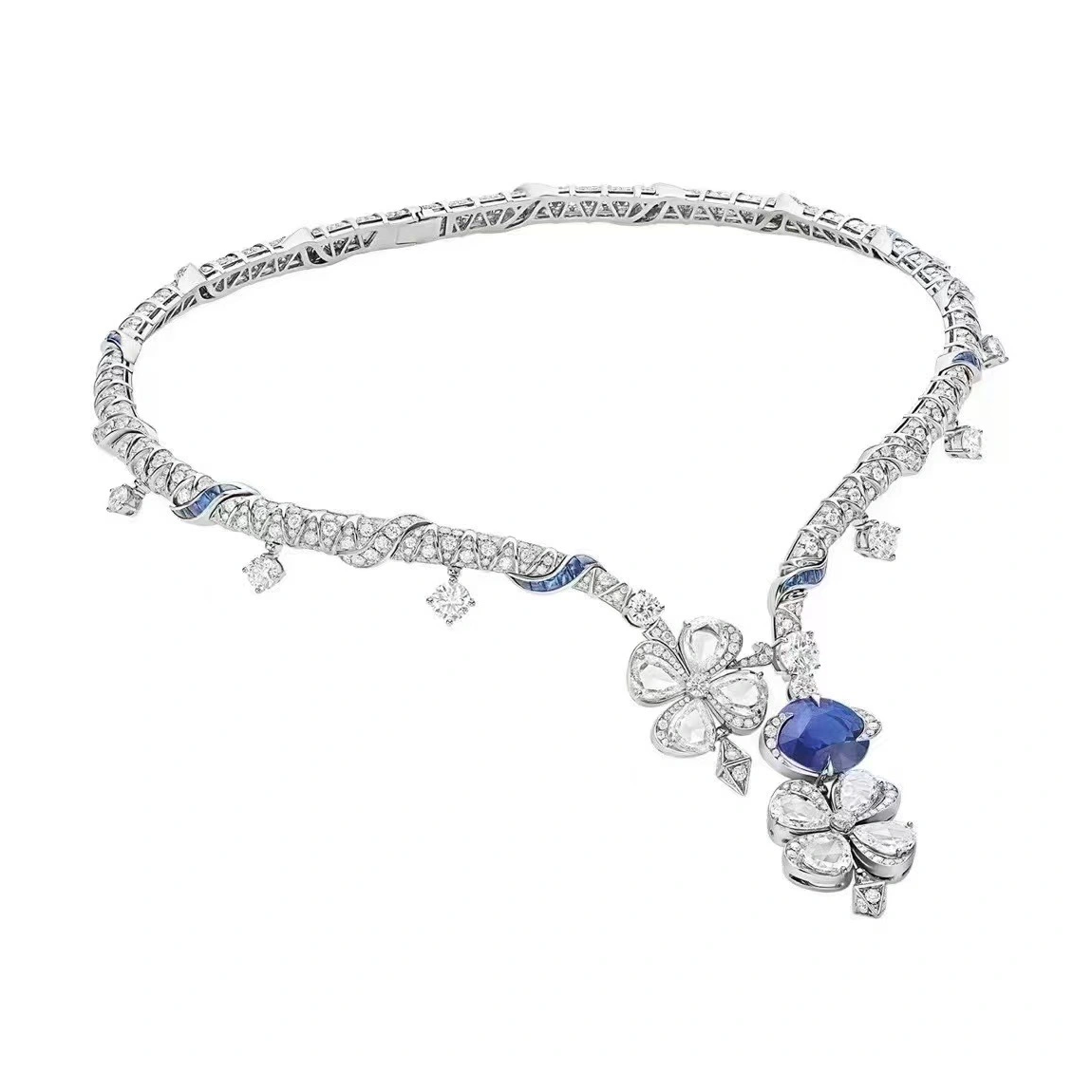 BGL-549422 full diamond bougainvillea four-petal flower necklace