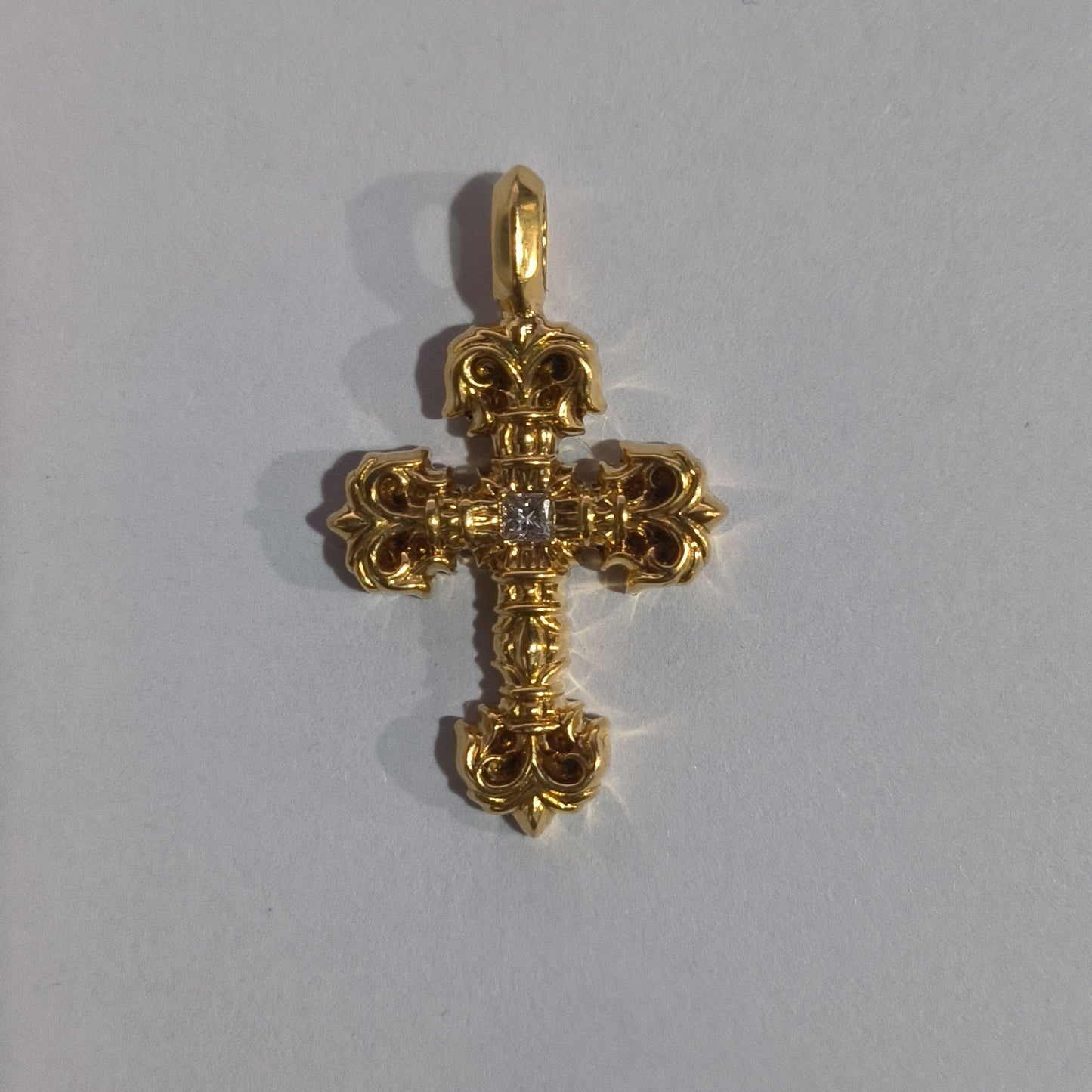KLX-418544 square diamond thatch cross necklace customer version