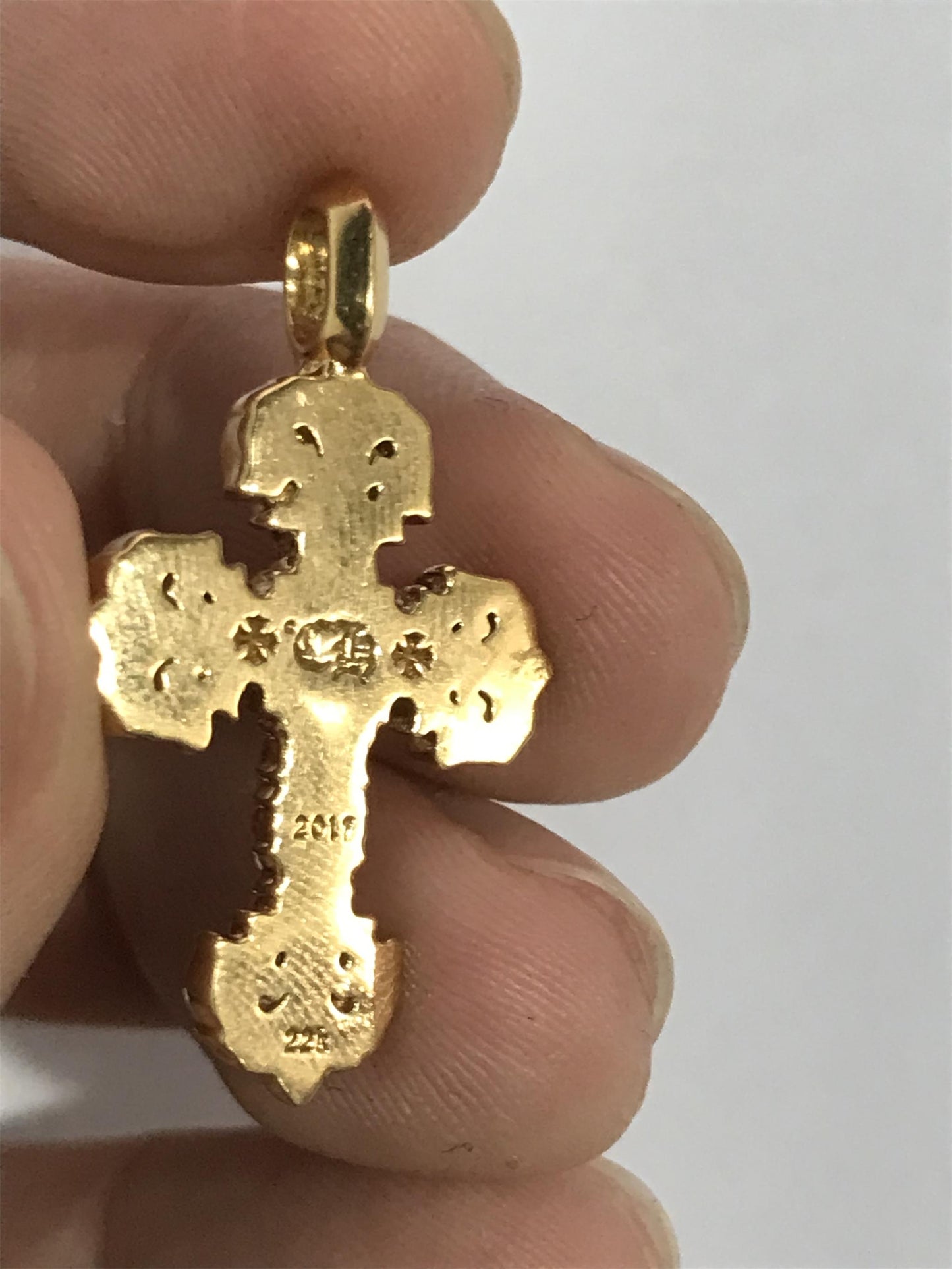 KLX-418544 square diamond thatch cross necklace customer version
