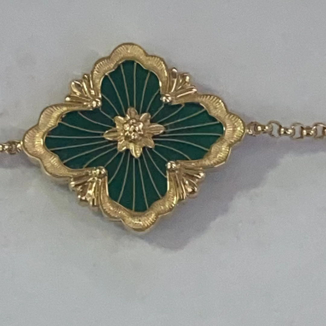 BQLT-BRA15158 18MM enamel version stone gold wire European style four-leaf clover bracelet customer version