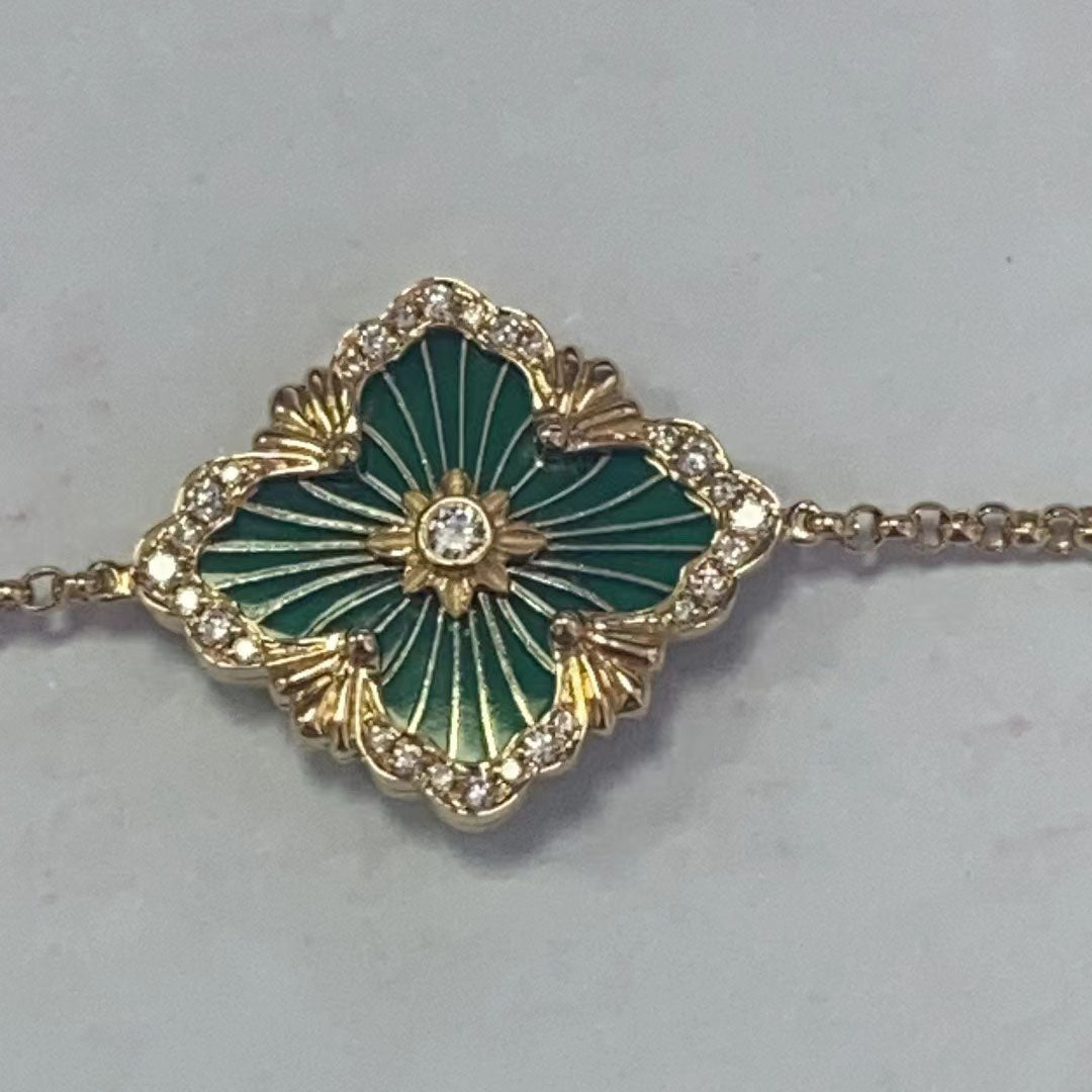 BQLT-BRA15158 18MM enamel version stone gold wire European style four-leaf clover bracelet customer version
