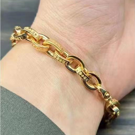 KLX-CH48948 Cross interlocking egg-shaped ring letter bracelet 195mm guest version