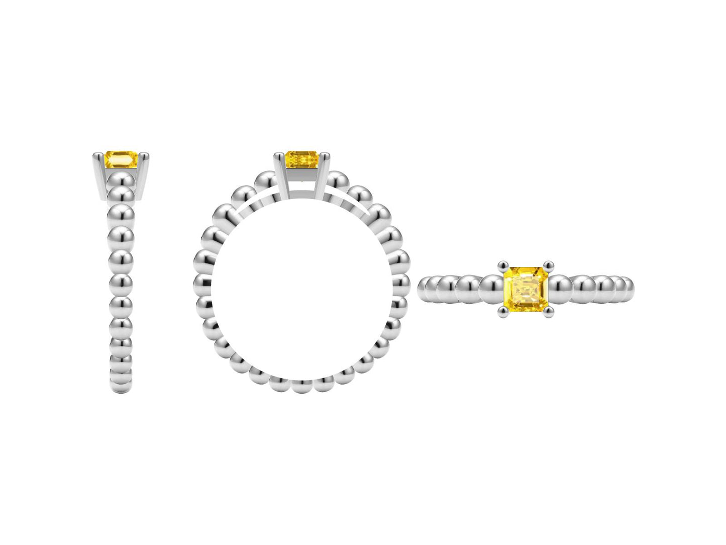 VCA72877729 four-claw small octagonal colored orb bead straight arm ring 11#