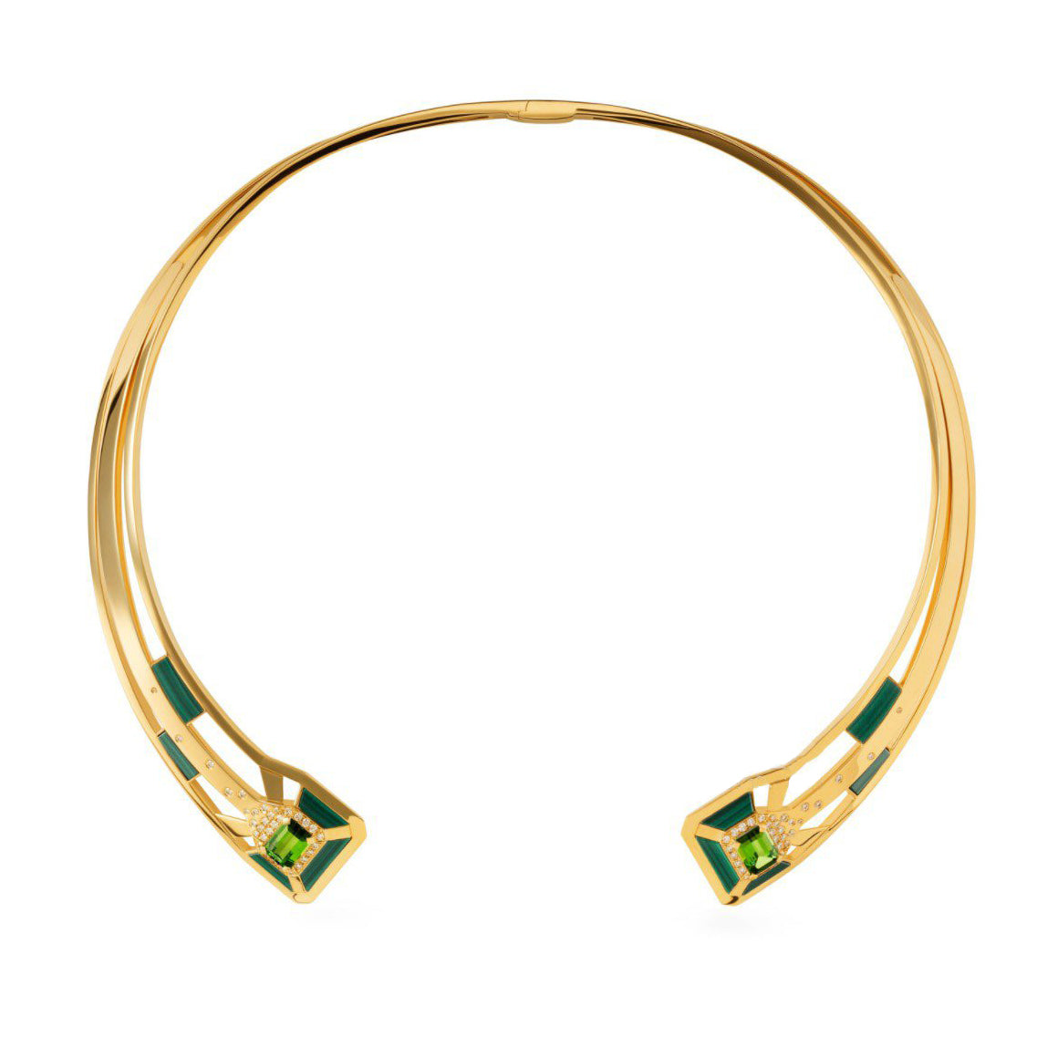 XNE-J11137 malachite double-headed octagonal main stone open necklace