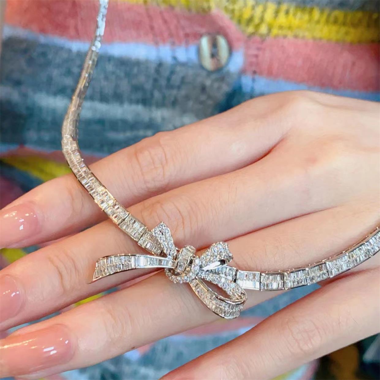 GLF-RGN52443 ladder chain bow necklace