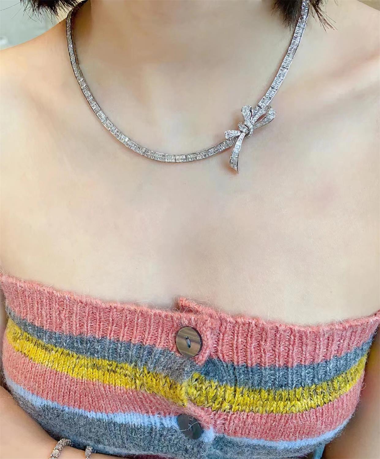 GLF-RGN52443 ladder chain bow necklace