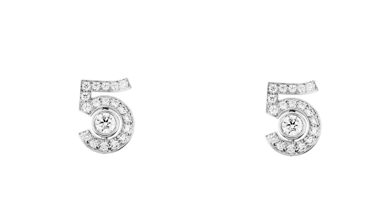 XNE-J12417 full diamond number 5 earrings