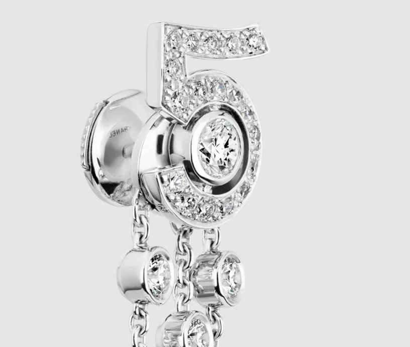 XNE-J12417 full diamond number 5 earrings