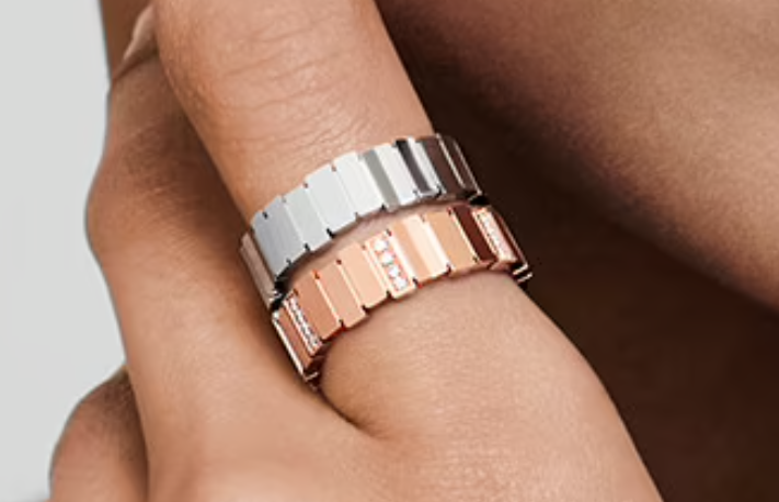 DA-JGEM95020 light gold square grid combination bar ring