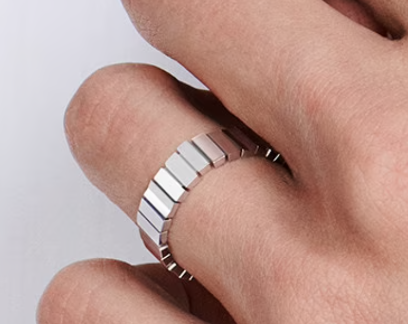 DA-JGEM95020 light gold square grid combination bar ring